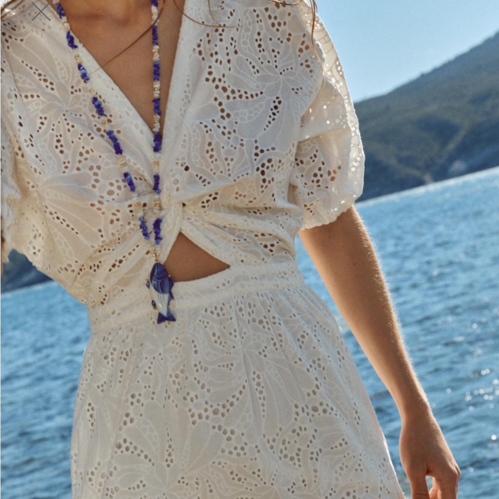Zara White Eyelet Dress, size M